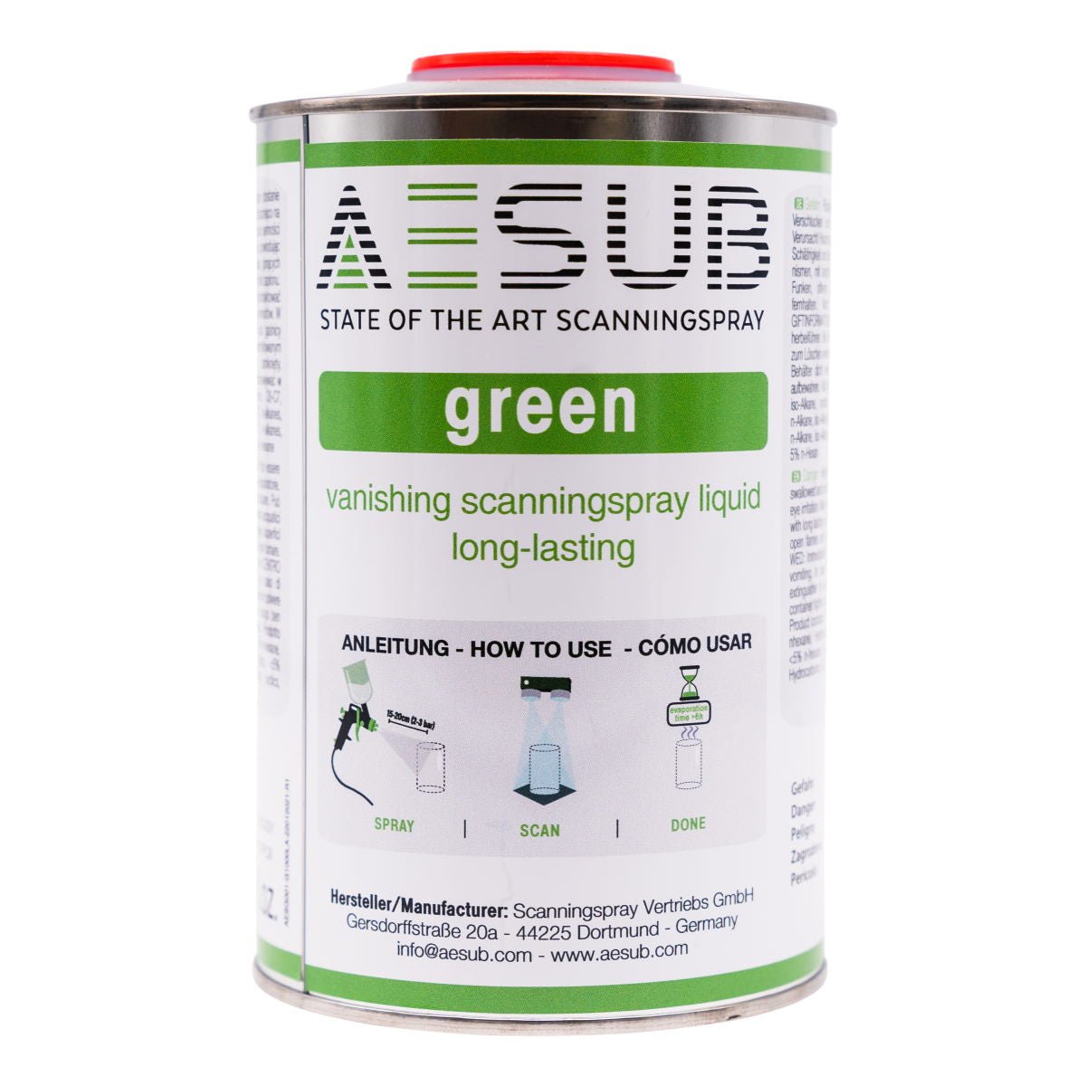 AESUB Scanningspray Spritzpistolenlösung grün 1000ml - 3D - Store.ch